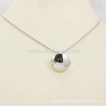 Polished Silver Round Stainless Steel Pendant Chain Necklace Jewelry